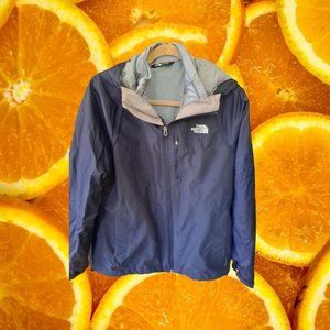 THE North Face  Navy Blue and Tan Jacket with Fleece‎ Zipper Insert Size Large